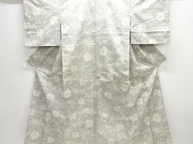 花唐草模様織り出し手織り紬着物